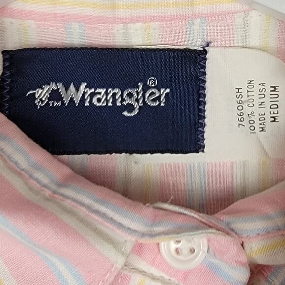 4/$20 VTG Wrangler Pink Stripes Floral Western Shirt - Size M - Picture 5 of 5